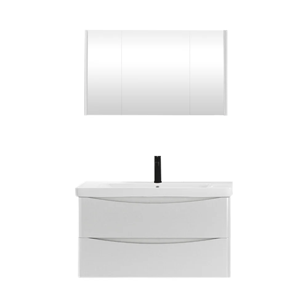 Set Mobilier Baie Zen Suspendat 3 Piese Alb 100 Cm