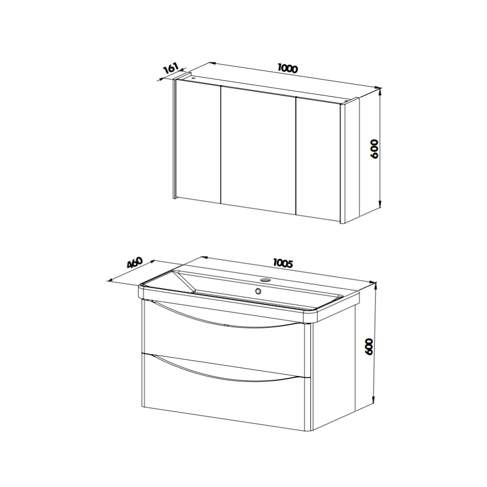 Set Mobilier Baie Zen Suspendat 3 Piese Bej 100 cm