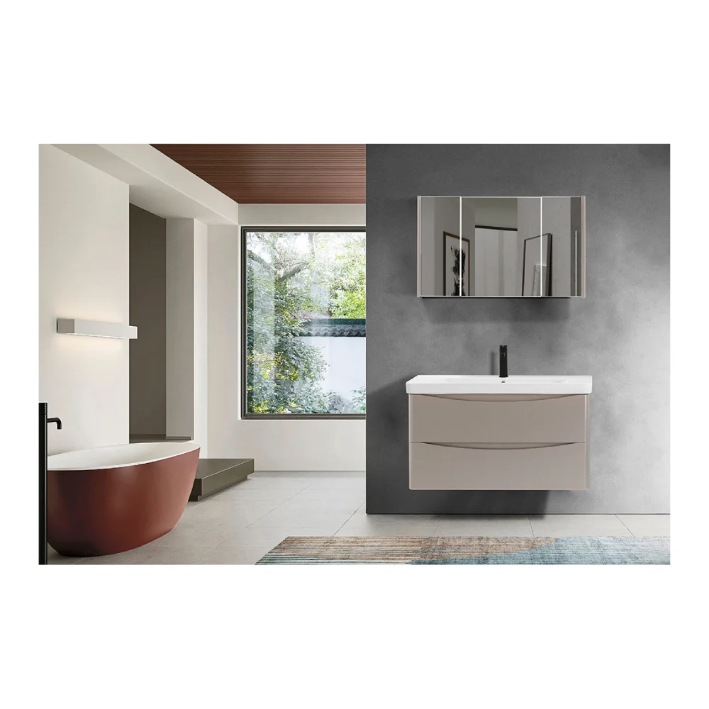 Set Mobilier Baie Zen Suspendat 3 Piese Bej 100 cm