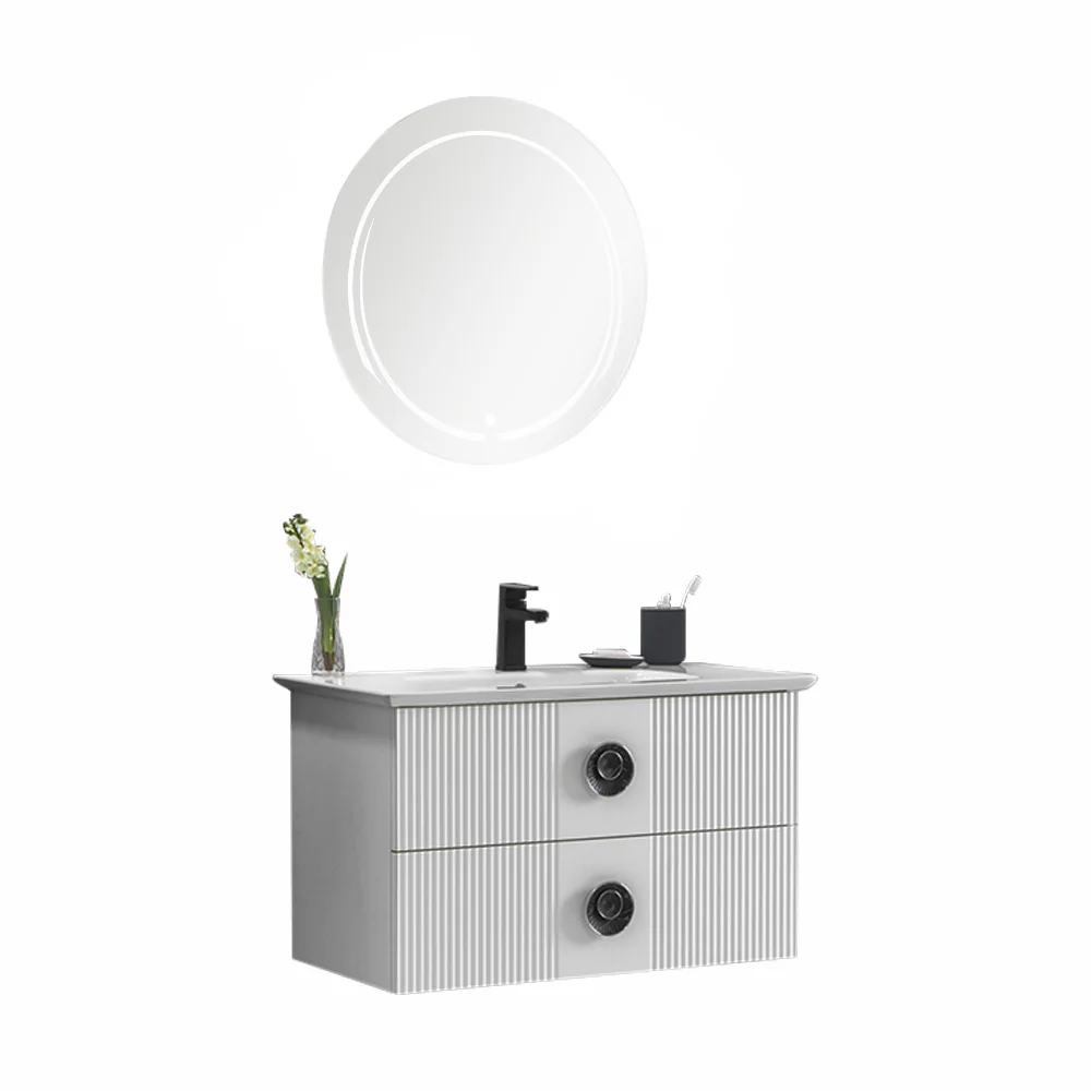 Set Mobilier Baie Vanity Suspendat 3 Piese Alb 90 Cm