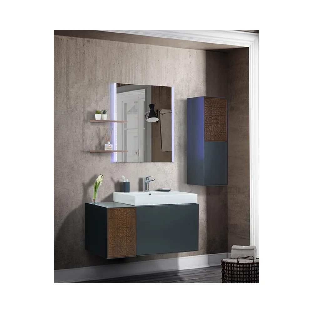 Set Mobilier Baie Monza Suspendat 3 Piese Anthracite 100 cm