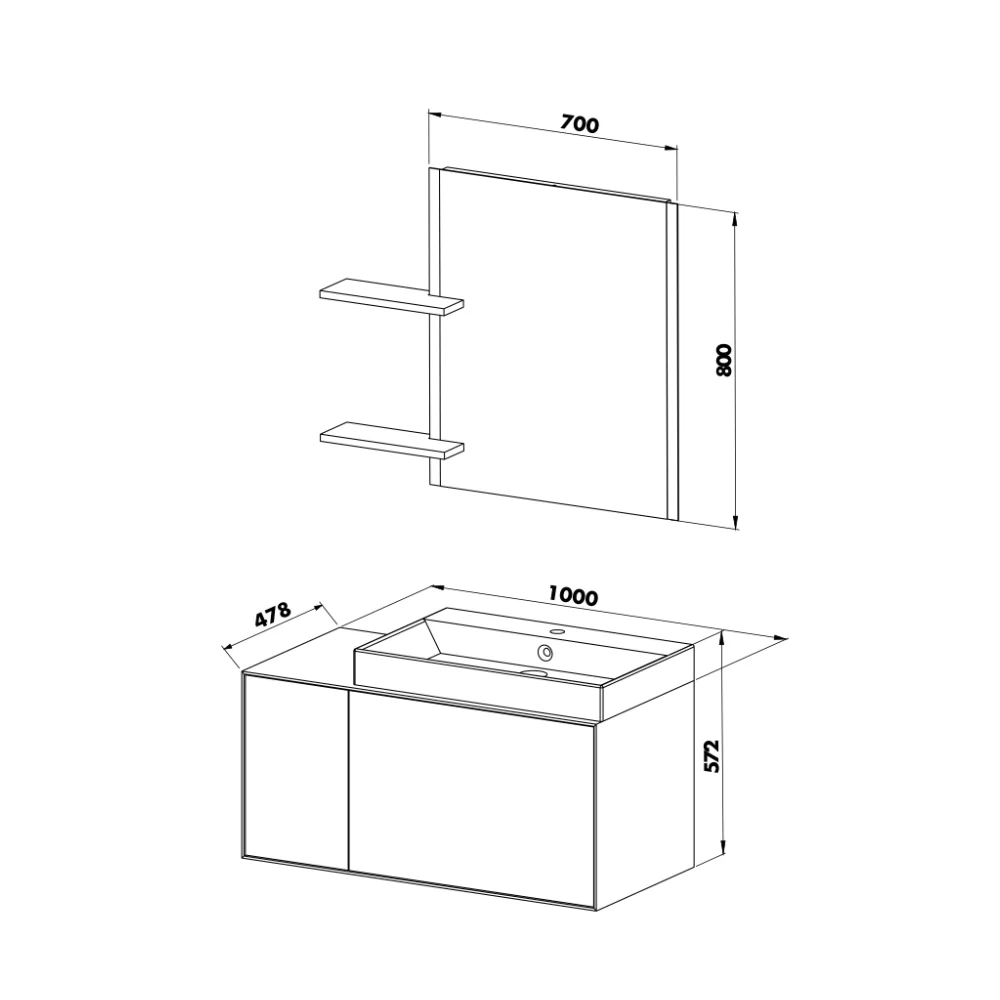 Set Mobilier Baie Monza Suspendat 3 Piese Anthracite 100 cm