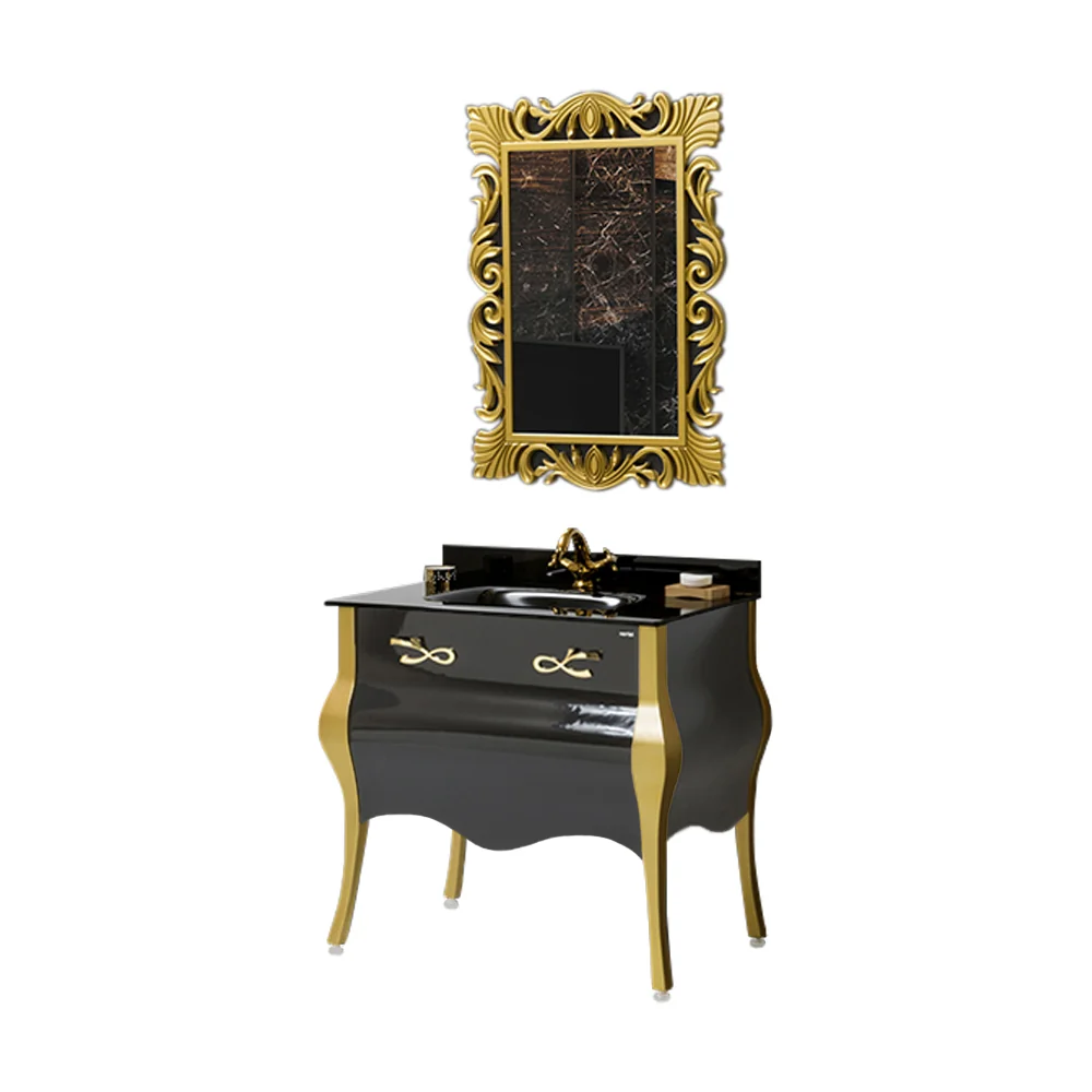 Set Mobilier Baie Terra 3 Piese Negru 90 cm