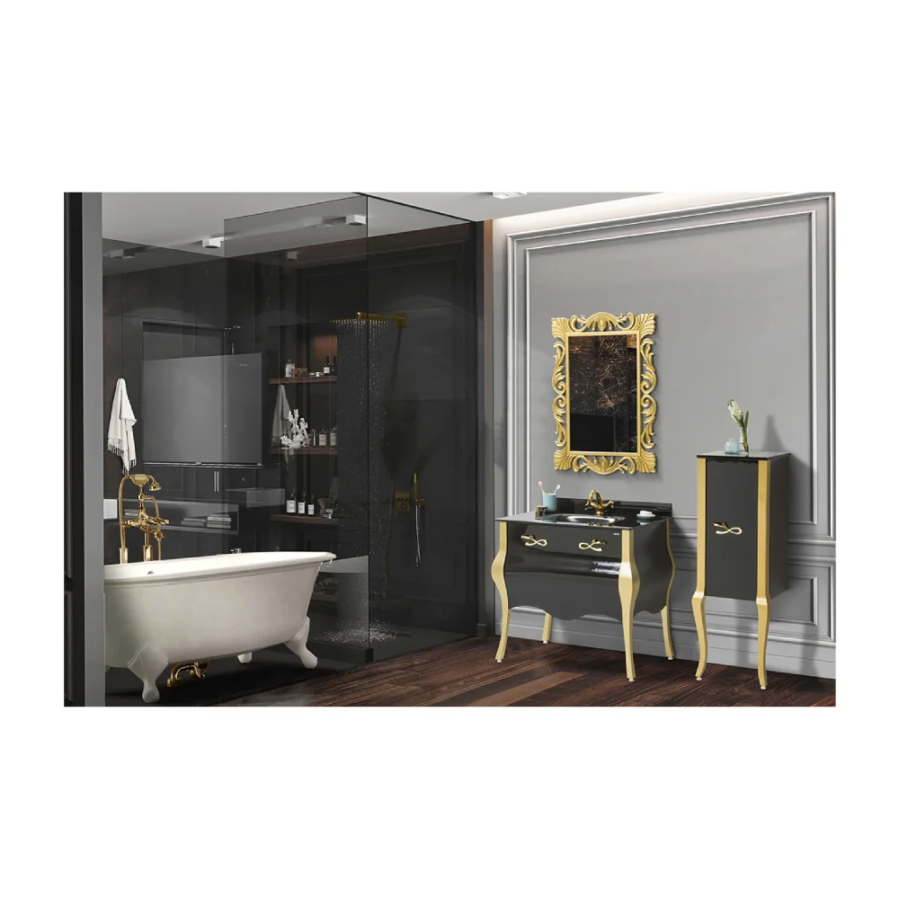 Set Mobilier Baie Terra 3 Piese Negru 90 cm