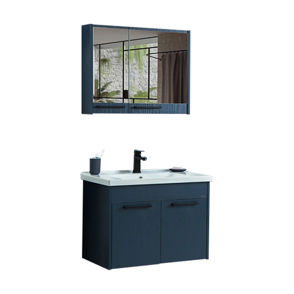 Set Mobilier Baie Sofia Suspendat 3 Piese Albastru 80 cm