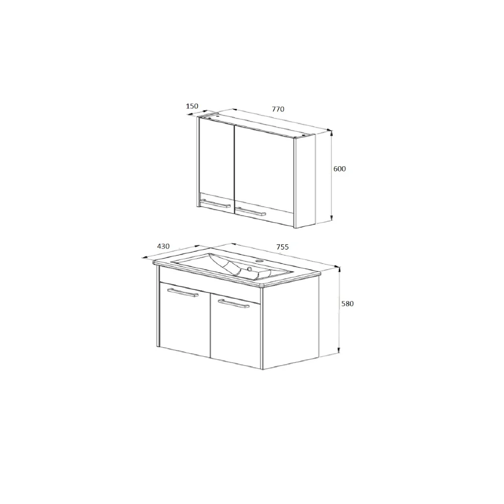Set Mobilier Baie Sofia Suspendat 3 Piese Albastru 80 cm
