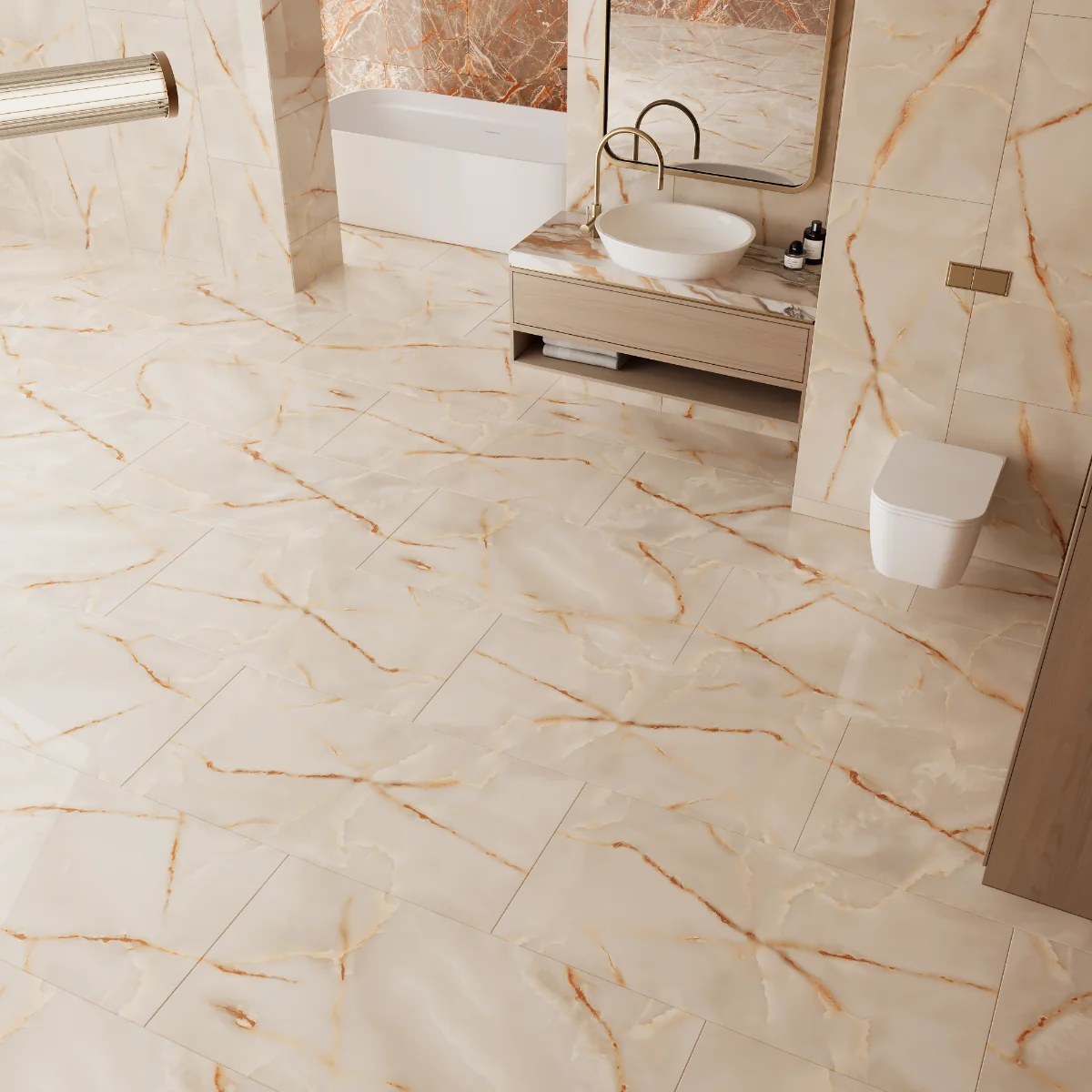 Gresie Porțelanată Exterior / Interior Brighton Onyx 60 x 120 cm Lucioasă Rectificată Tip Marmură