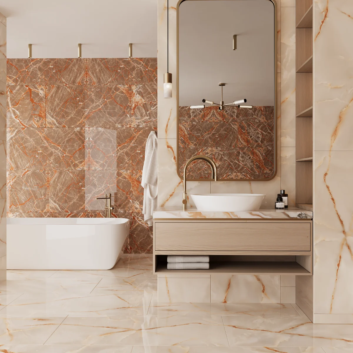 Gresie Porțelanată Exterior / Interior Brighton Onyx 60 x 120 cm Lucioasă Rectificată Tip Marmură