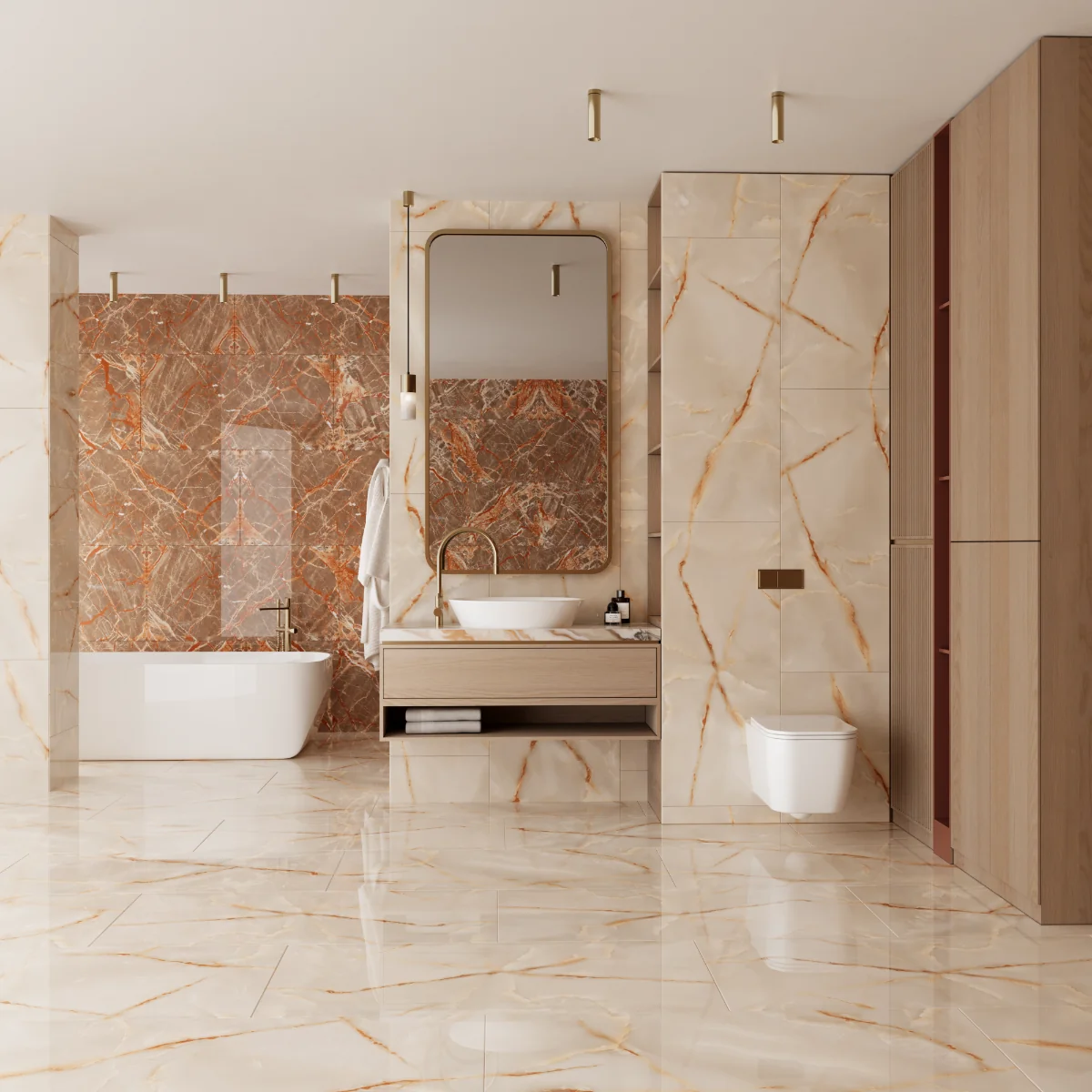 Gresie Porțelanată Exterior / Interior Brighton Onyx 60 x 120 cm Lucioasă Rectificată Tip Marmură