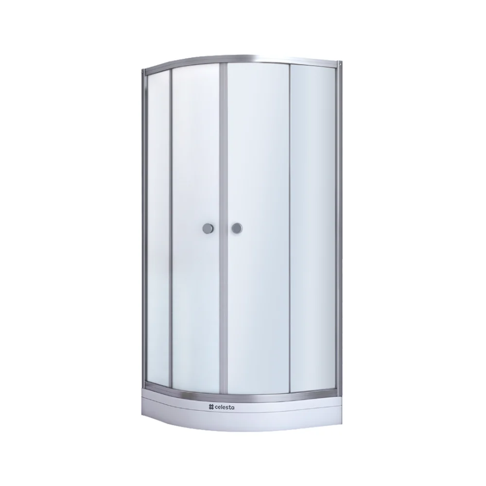 Cabina Dus Simplă Londra Semirotundă Sticlă Clară 80 X 80 X 195 Cm Cadita Si Sifon Incluse