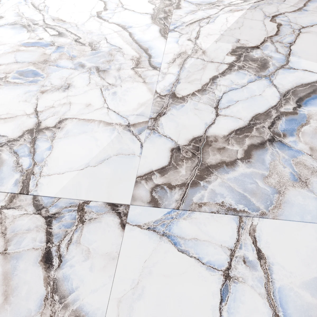 Gresie Exterior / Interior Porțelanată Safari Blue 60 x 120 cm Lucioasă Rectificată Tip Marmură