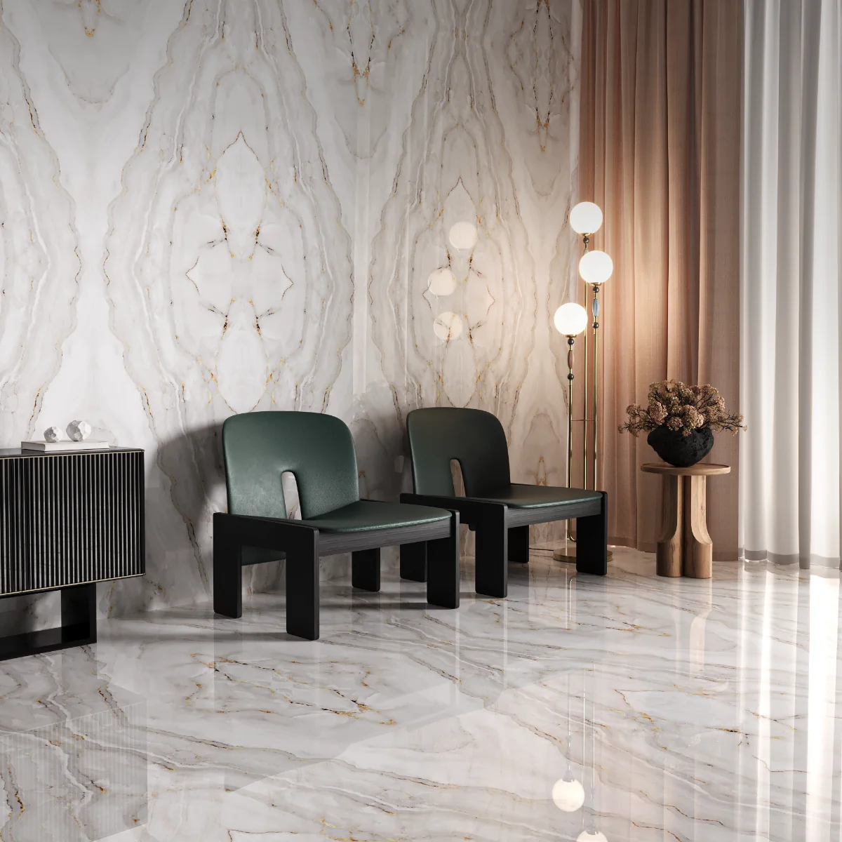 Gresie Exterior / Interior Portelanata Honey Decor Bookmatch B 60 x 120 cm Lucioasa Rectificata Tip Marmura