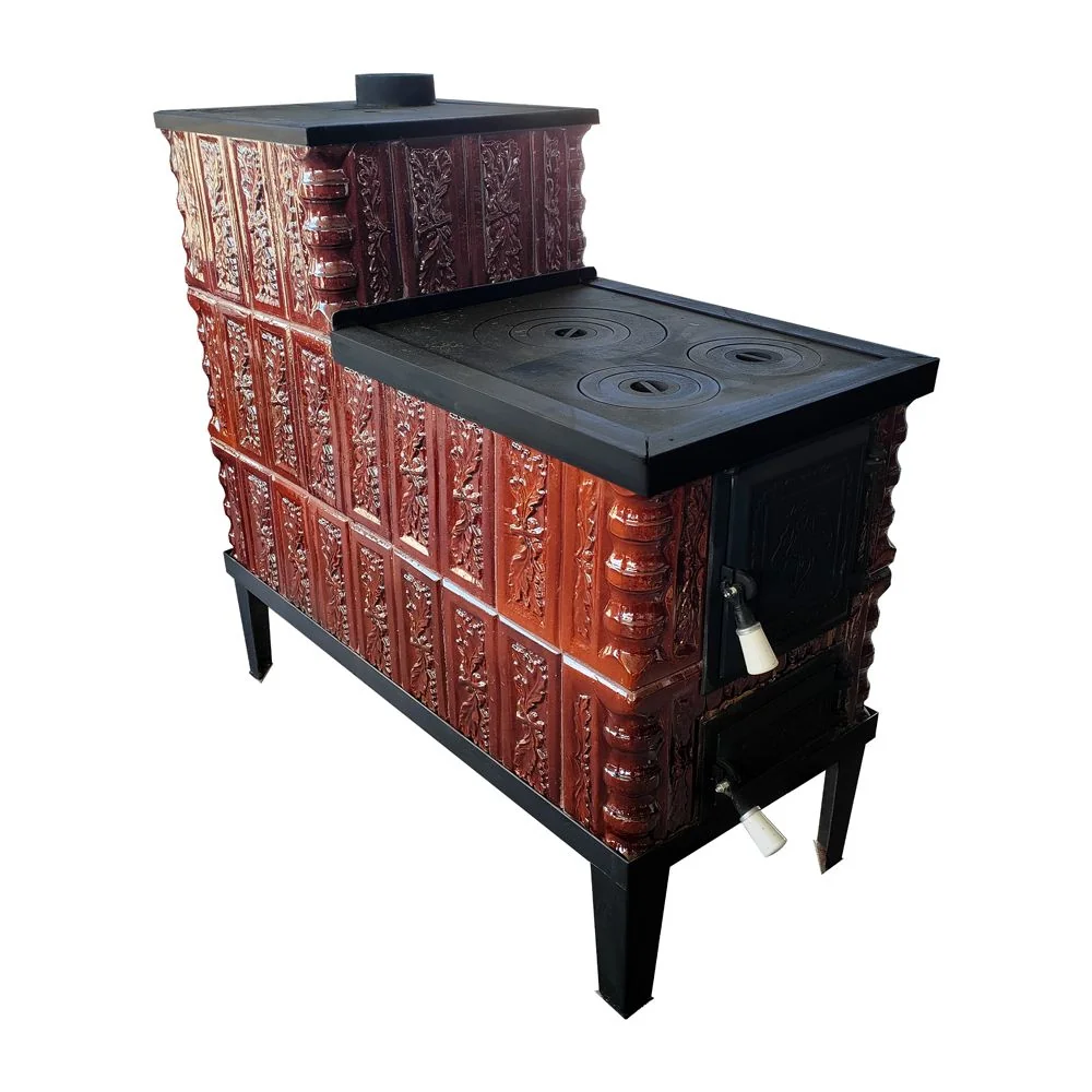 Soba Teracota Cu Plita 3 Randuri Maro Tip Cizma 100 x 45 x 94 cm Evacuare Dreapta