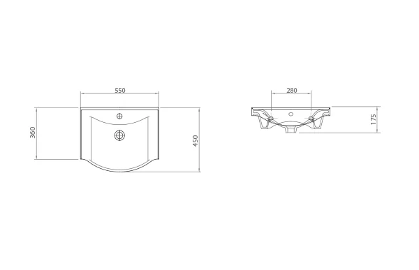 Lavoar Încastrabil Alb Lucios 50 Cm (50 x 37 x 17.5)