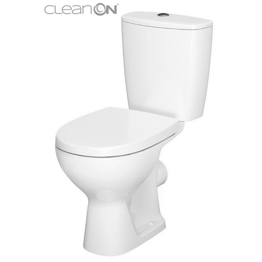 Set Vas WC Pe Pardoseala Rimless Cu Rezervor Cersanit 613 Arteco + Mecanism Si Capac Duroplast Cu Soft Close K667-052