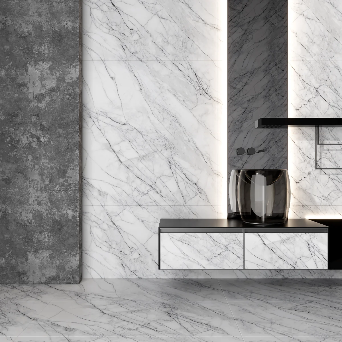 Gresie Portelanata Exterior / Interior Carrara 60 x 120 cm Lucioasa Rectificata Tip Marmura