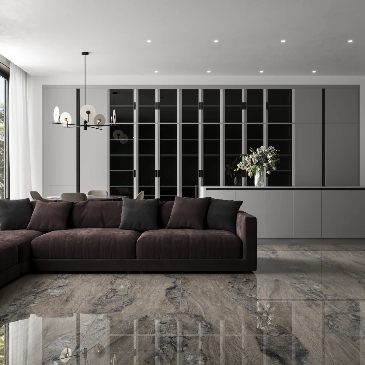 Gresie Tip Parchet Exterior / Interior Karvel Wood Grey 60 x 120 cm Lucioasa Portelanata Rectificata