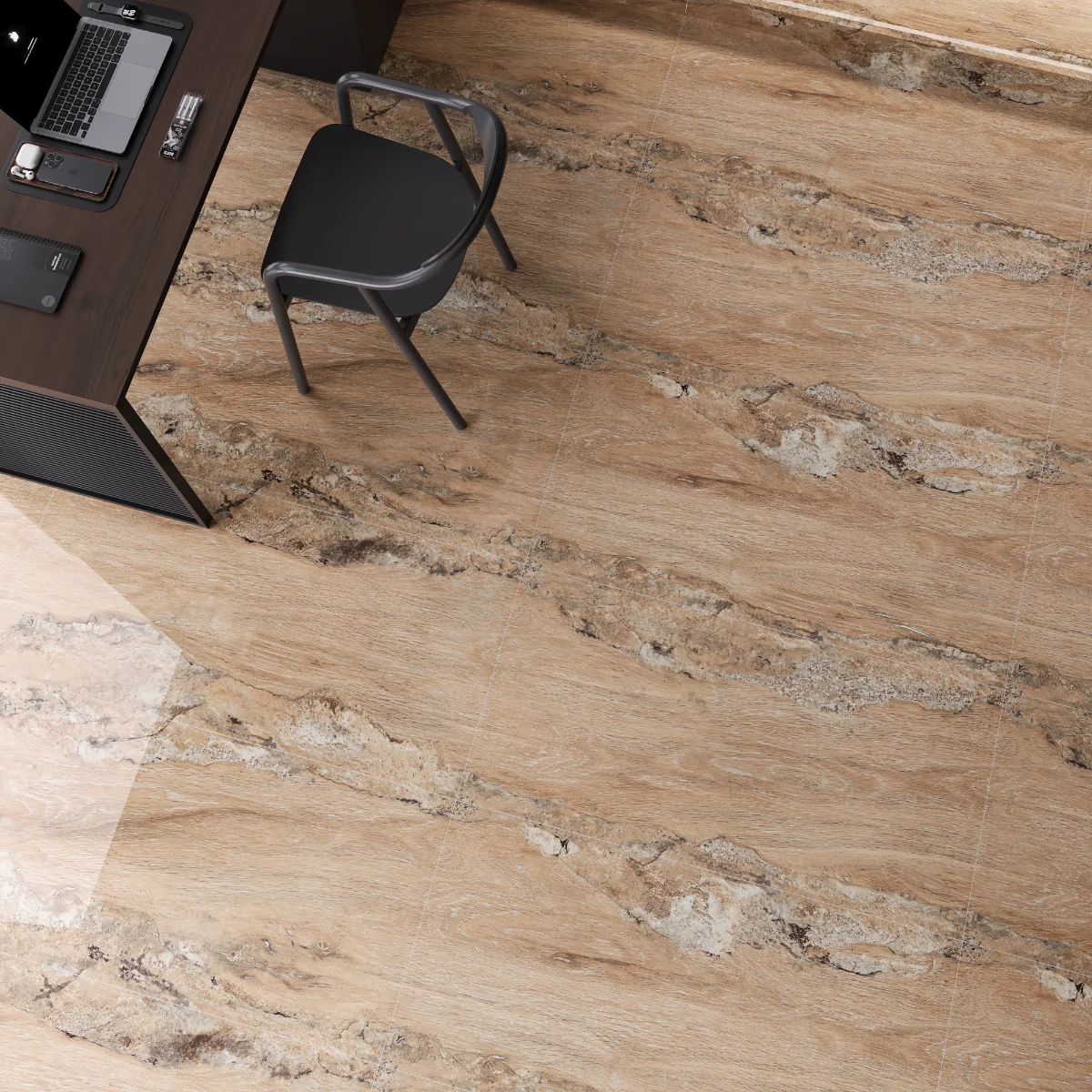 Gresie Tip Parchet Exterior / Interior Karvel Wood Brown 60 X 120 Cm Lucioasa Portelanata Rectificata