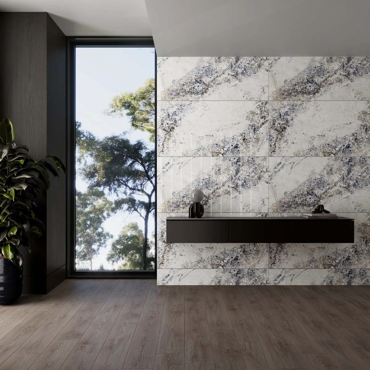 Gresie Exterior / Interior Porțelanată MJ White 60 x 120 cm Lucioasă Rectificată Tip Piatră Naturală