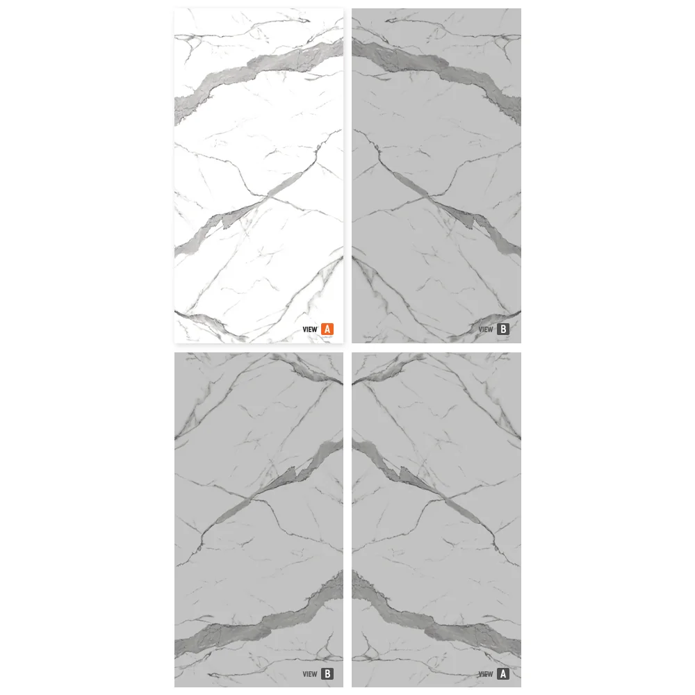Gresie Exterior / Interior Porțelanată Calacatta Elite Bookmatch A 120 x 240 cm Mată Rectificată Tip Marmură