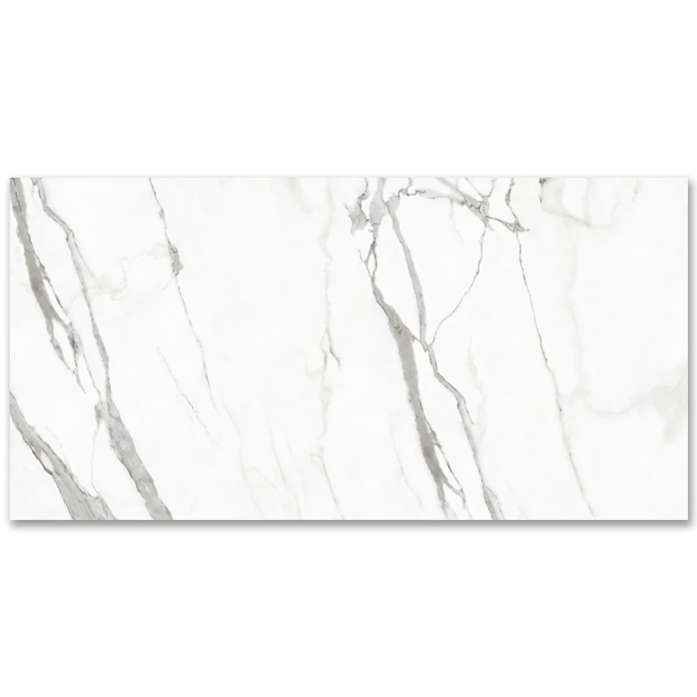 Gresie Exterior / Interior Portelanata Statuario Natural 120 x 240 cm Lucioasa Rectificata Tip Marmura