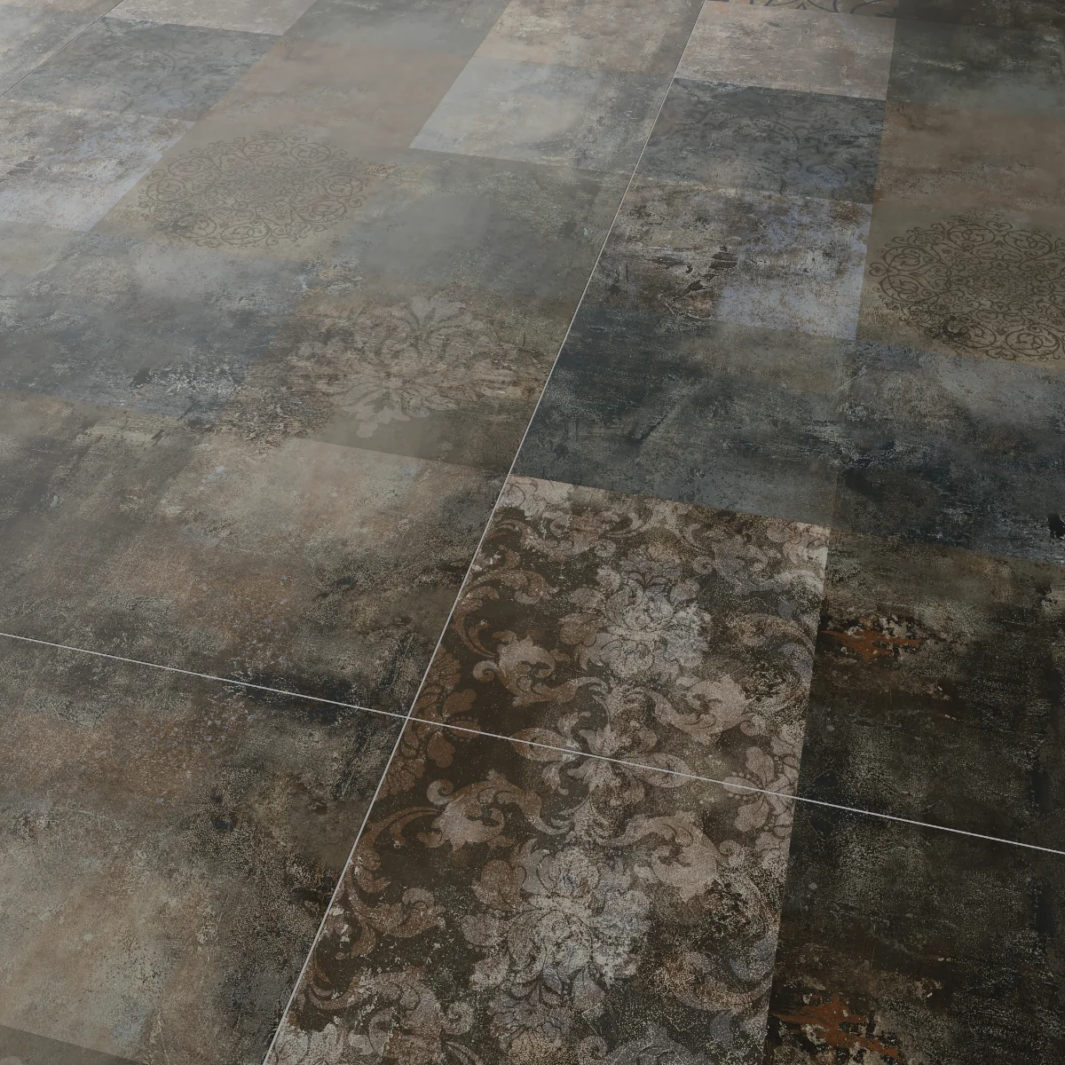 Gresie Exterior / Interior Portelanata Underground Decor Brown 60 x 120 cm Mata Rectificata