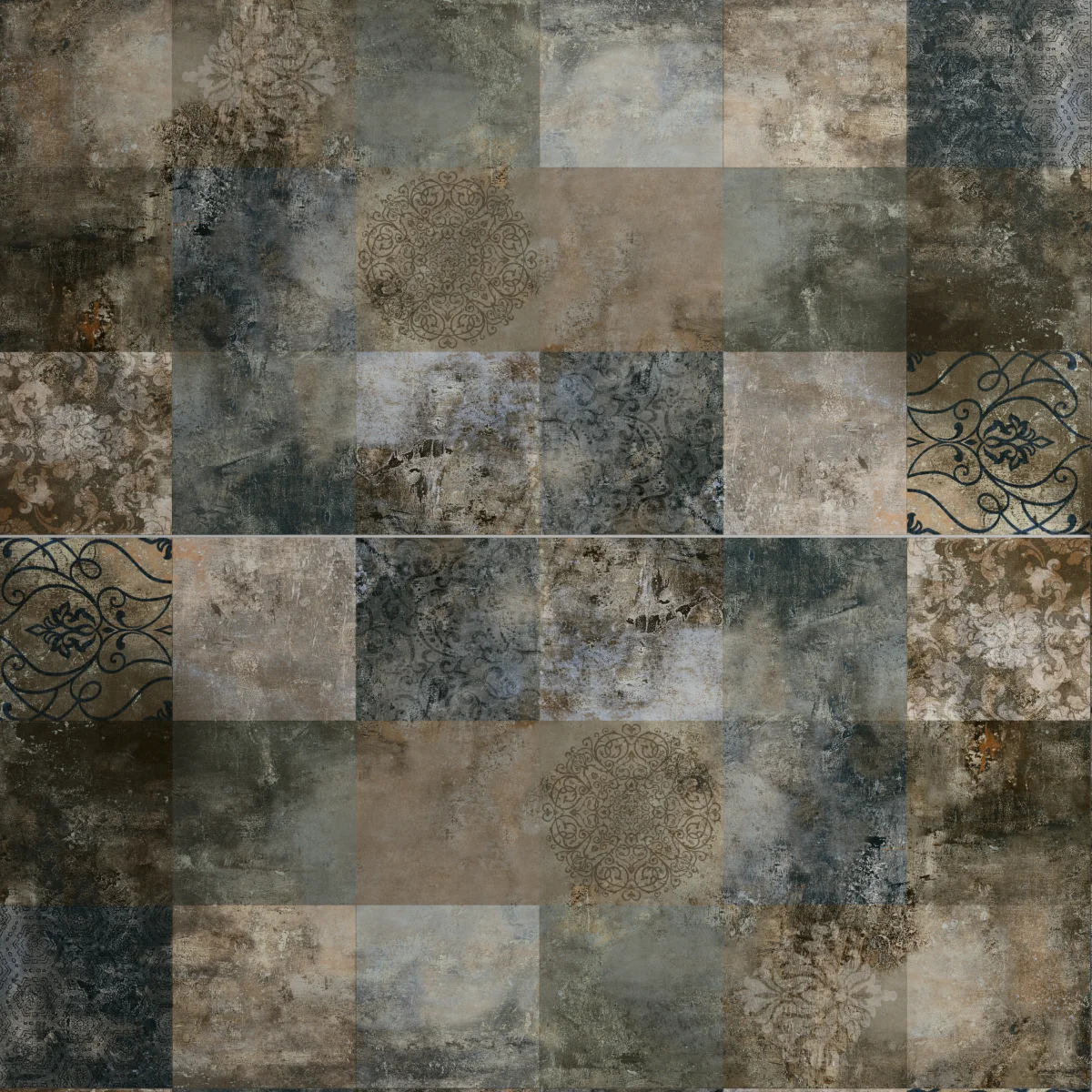 Gresie Exterior / Interior Portelanata Underground Decor Brown 60 x 120 cm Mata Rectificata