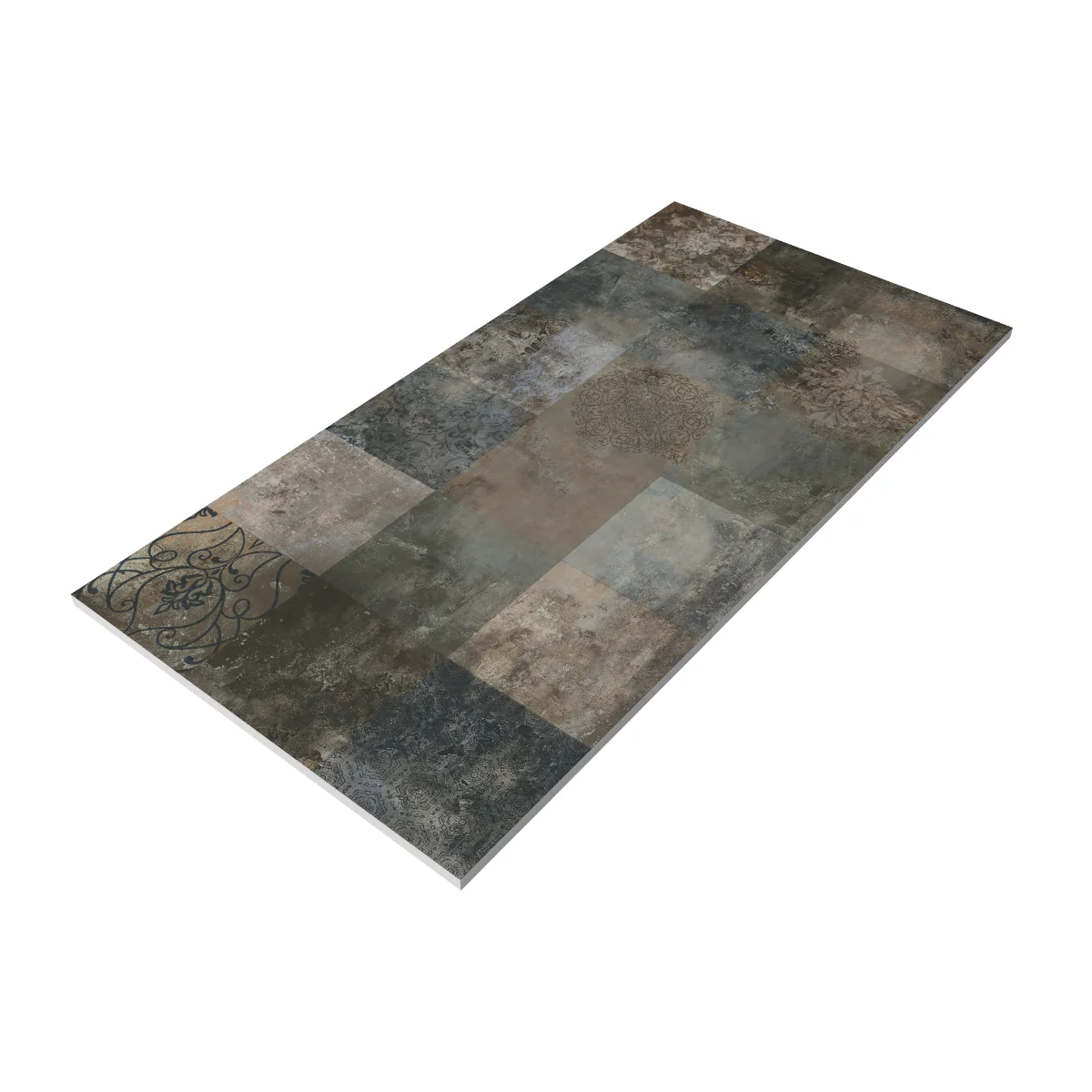 Gresie Exterior / Interior Portelanata Underground Decor Brown 60 x 120 cm Mata Rectificata