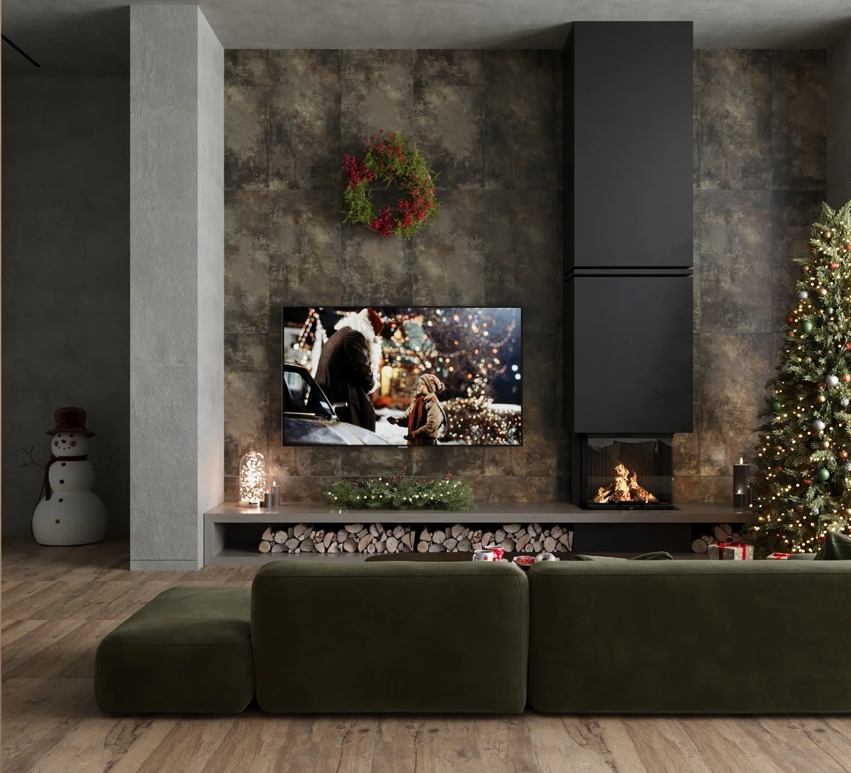 Gresie Exterior / Interior Portelanata Underground Brown 60 x 120 cm Mata Rectificata Aspect Ciment