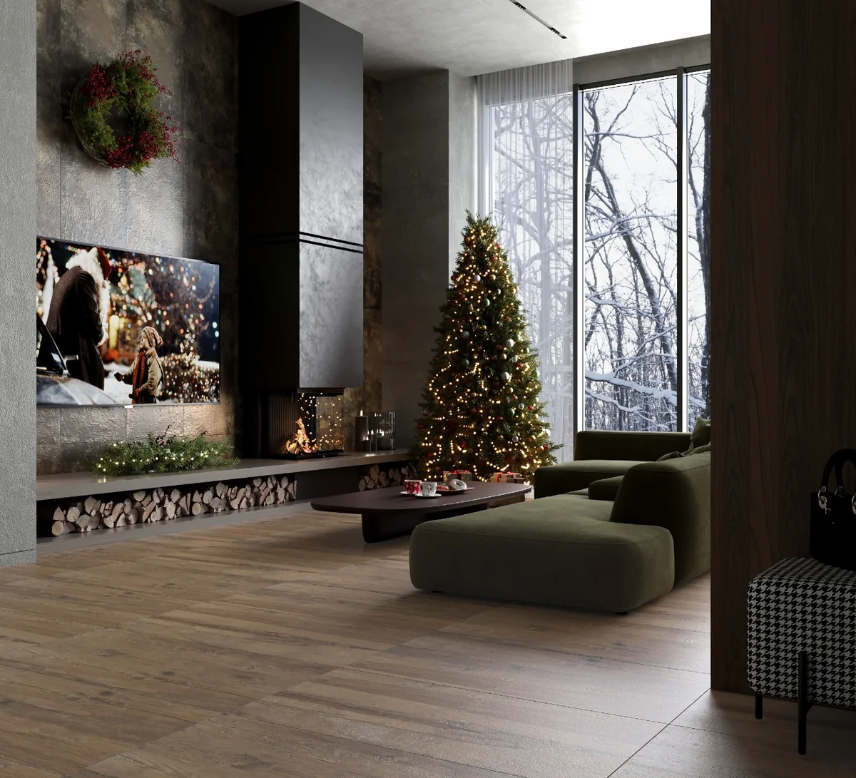 Gresie Exterior / Interior Portelanata Underground Brown 60 x 120 cm Mata Rectificata Aspect Ciment