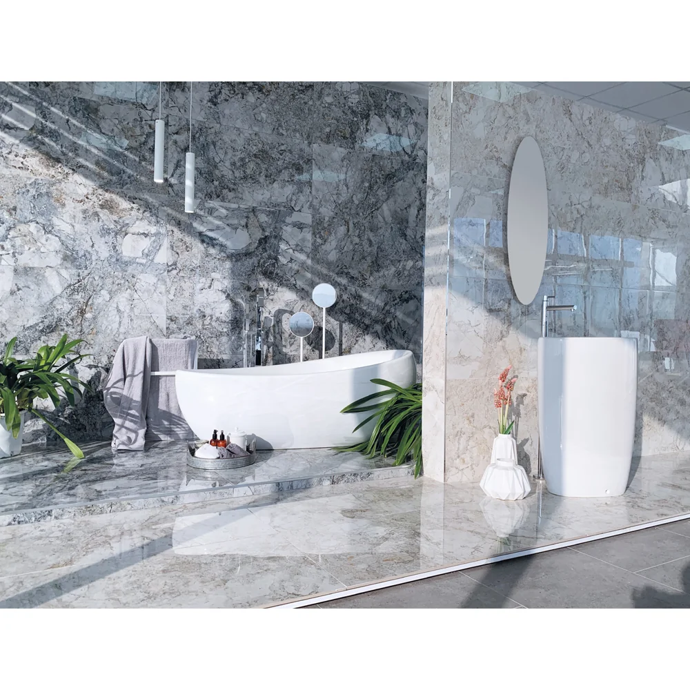 Gresie Exterior / Interior Portelanata Vinaros Grey 45 x 45 cm Lucioasa Tip Marmura