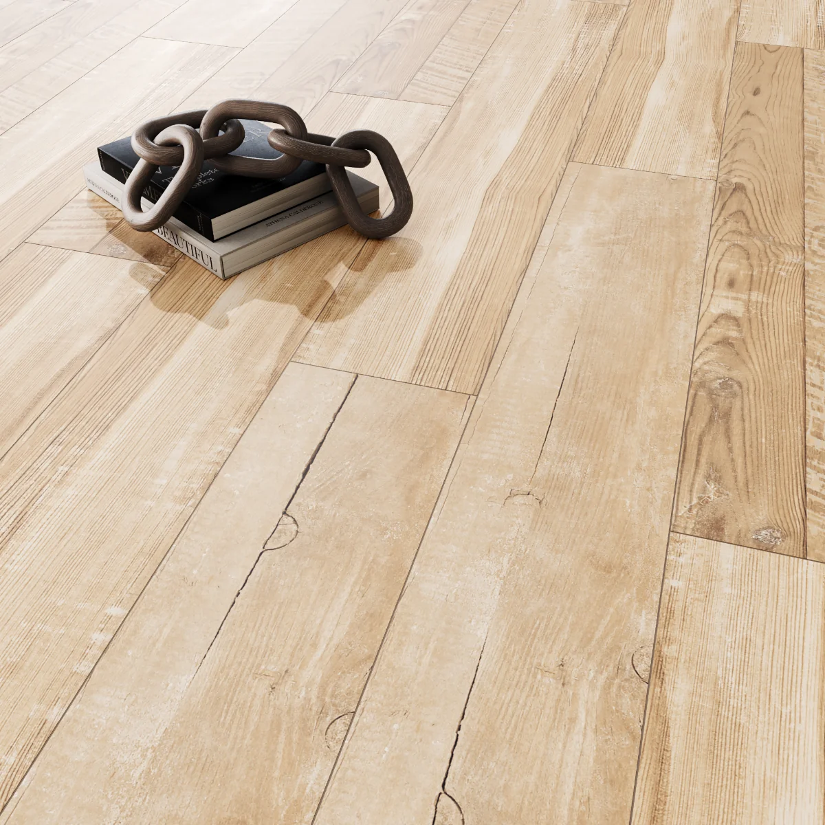 Gresie Tip Parchet Exterior / Interior Fishbone Oatmeal 20 x 120 cm Mata Portelanata Rectificata