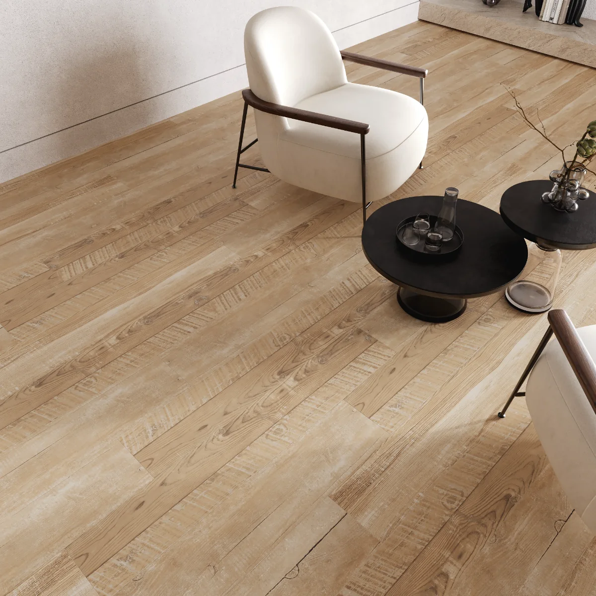 Gresie Tip Parchet Exterior / Interior Fishbone Oatmeal 20 x 120 cm Mata Portelanata Rectificata