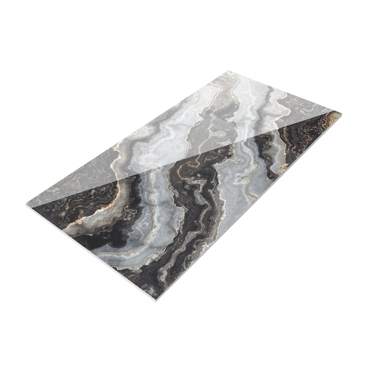 Gresie Exterior / Interior Portelanata Aquafine Bookmatch B 60 x 120 cm Lucioasa Rectificata Tip Marmura