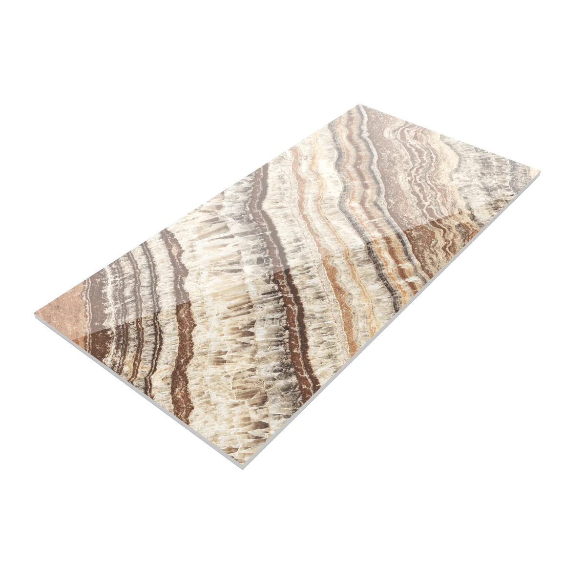 Gresie Rectificata Exterior / Interior Electic Coffee Bookmatch B 60 x 120 Cm Lucioasa Portelanata Tip Marmura