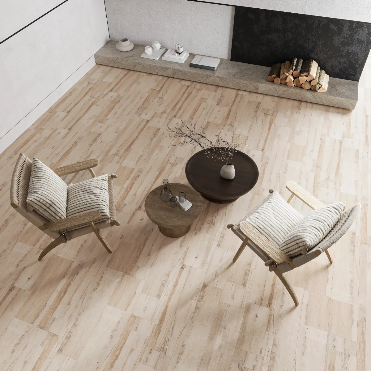 Gresie Tip Parchet Exterior / Interior Teak Beige 20 x 120 Cm Mată Porțelanată Rectificată