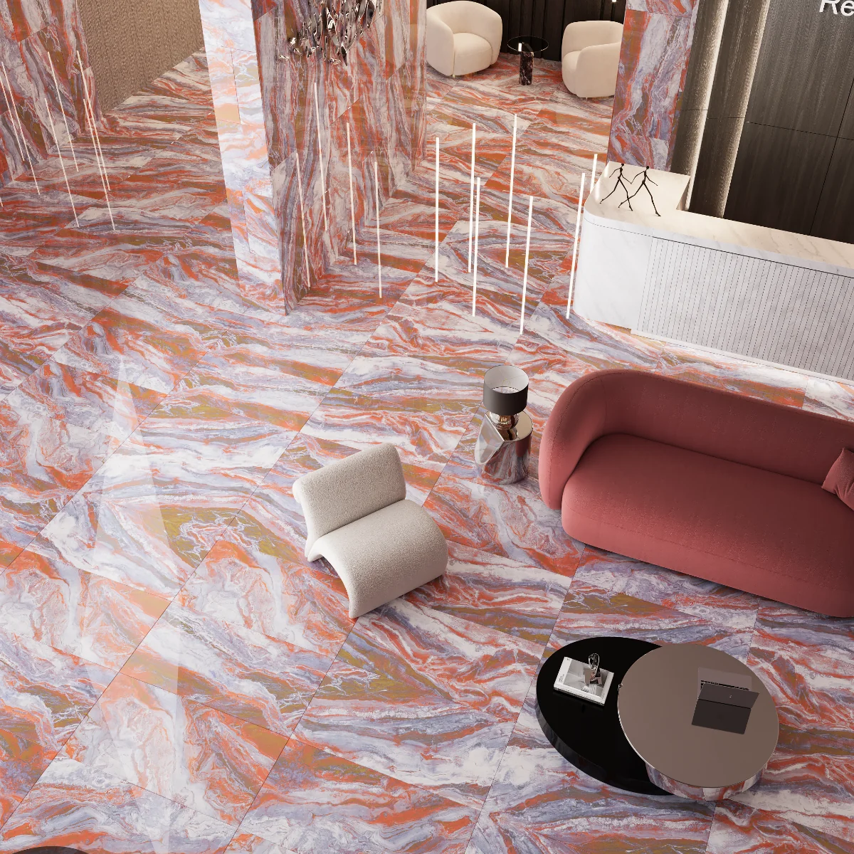 Gresie Portelanata Rectificata Dike Crimson 60X120 Lucioasa