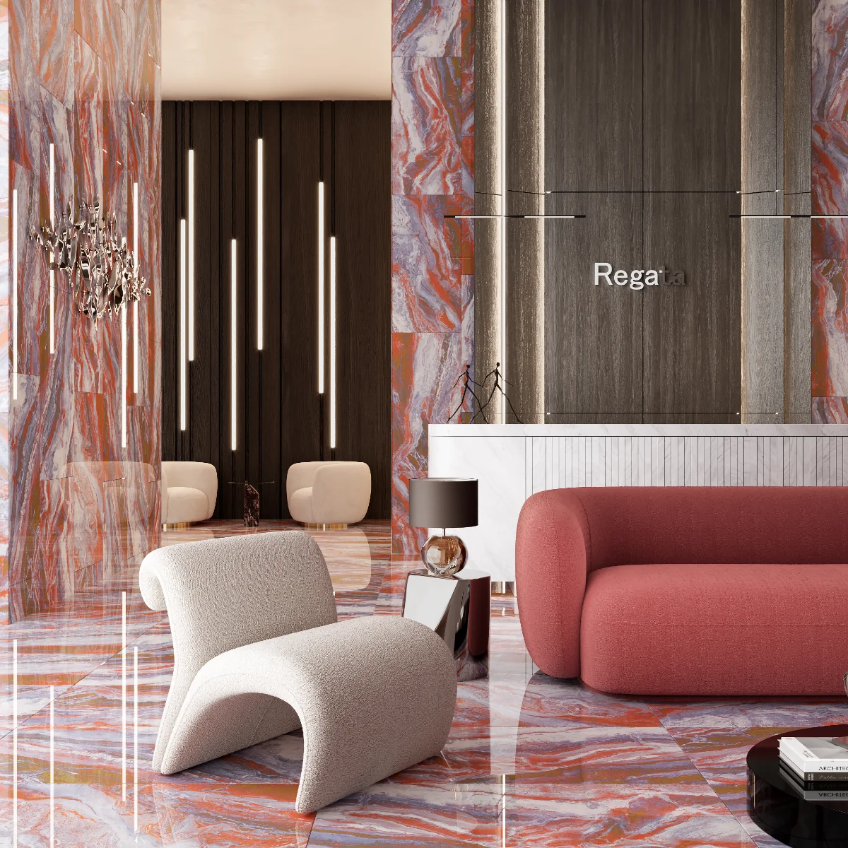 Gresie Portelanata Rectificata Dike Crimson 60X120 Lucioasa