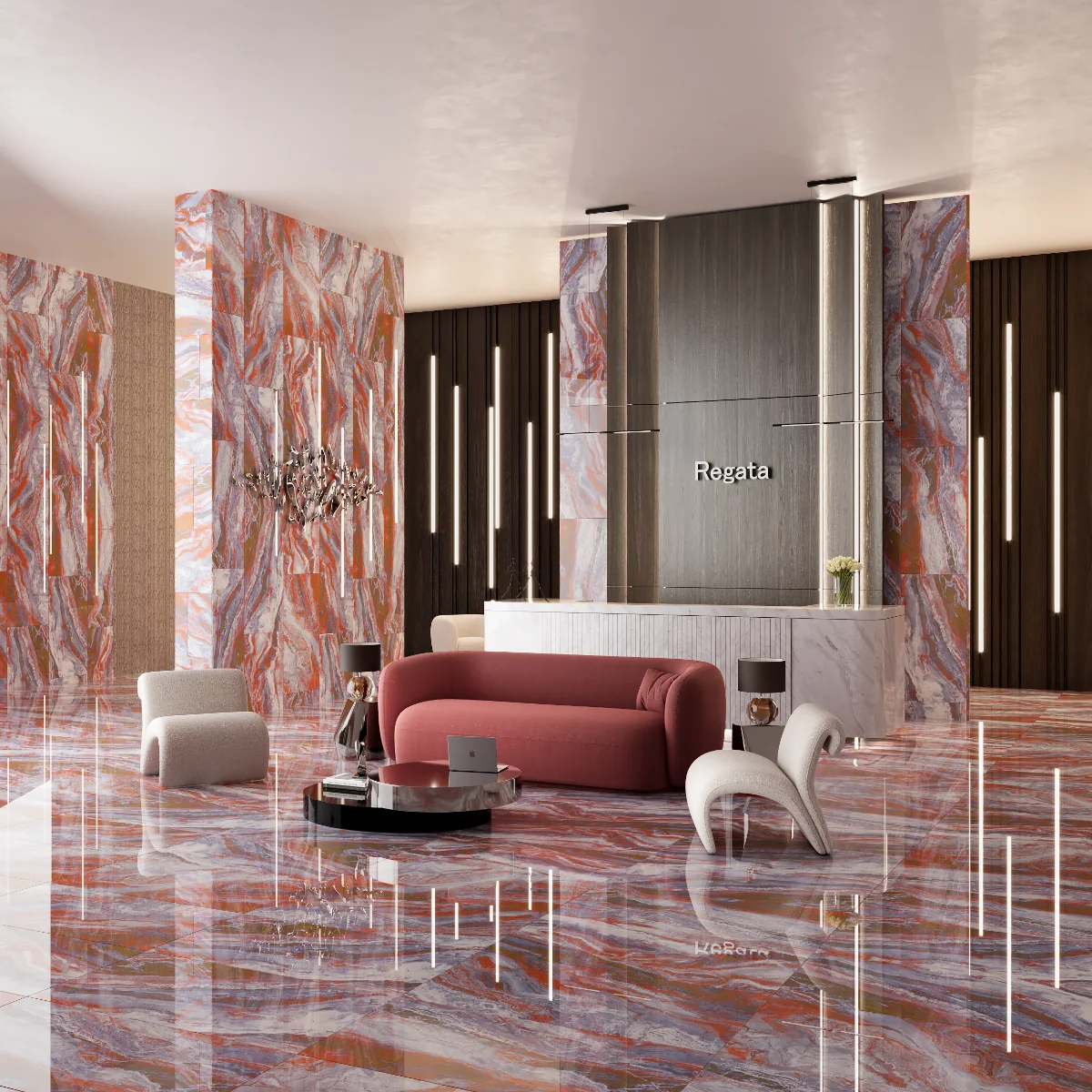 Gresie Portelanata Rectificata Dike Crimson 60X120 Lucioasa