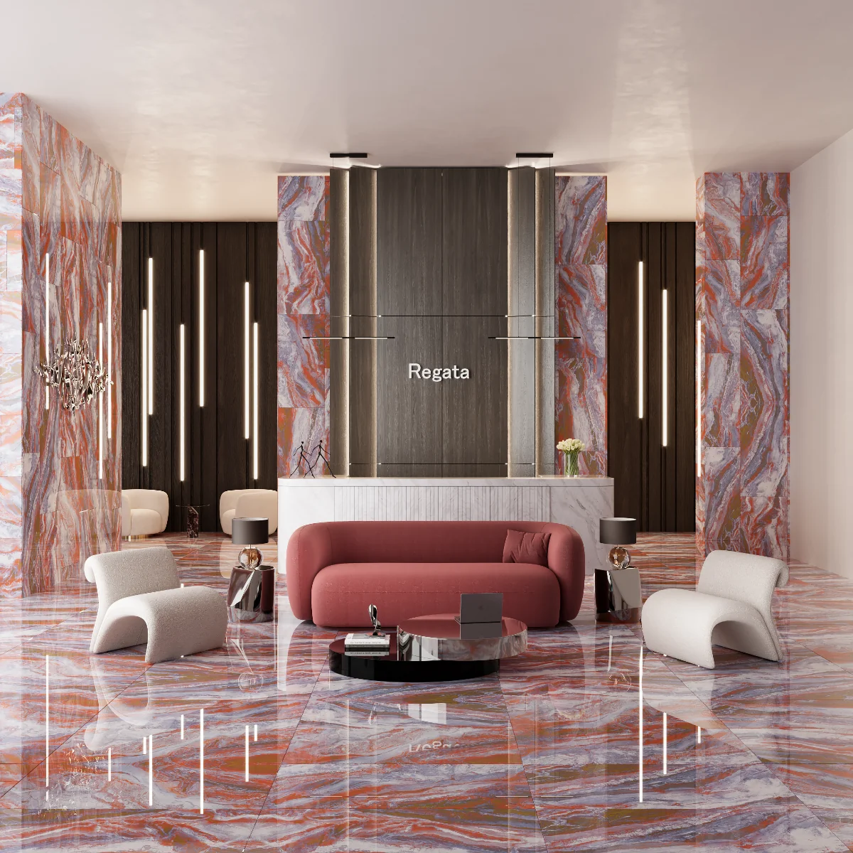 Gresie Portelanata Rectificata Dike Crimson 60X120 Lucioasa