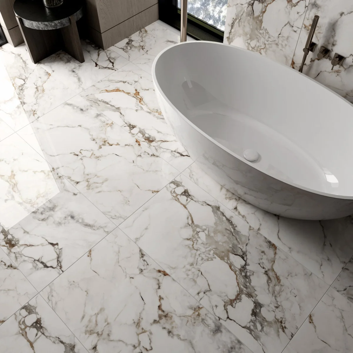 Gresie Exterior / Interior Portelanata Venetta 60 x 120 cm Lucioasa Rectificata Tip Marmura