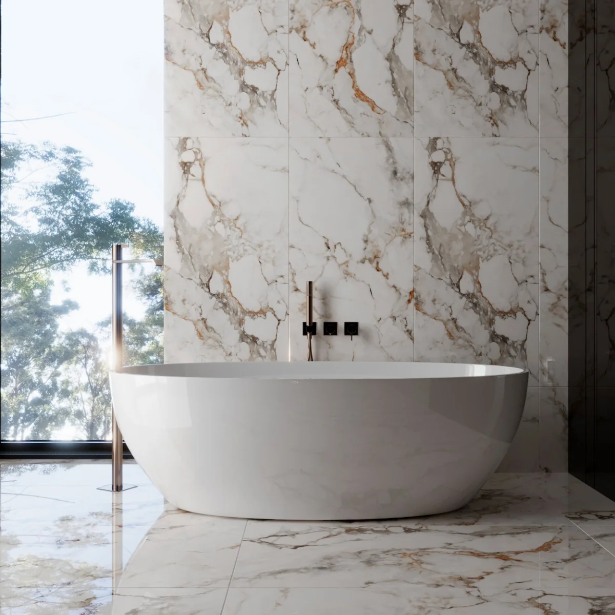 Gresie Exterior / Interior Portelanata Venetta 60 x 120 cm Lucioasa Rectificata Tip Marmura