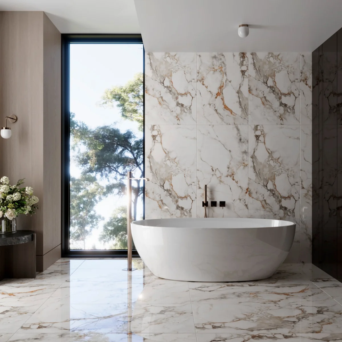 Gresie Exterior / Interior Portelanata Venetta 60 x 120 cm Lucioasa Rectificata Tip Marmura