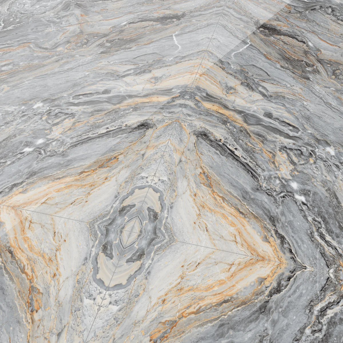 Gresie Rectificata Exterior / Interior Zasilo Grey Bookmatch A 60 x 120 cm Lucioasa Portelanata Tip Marmura