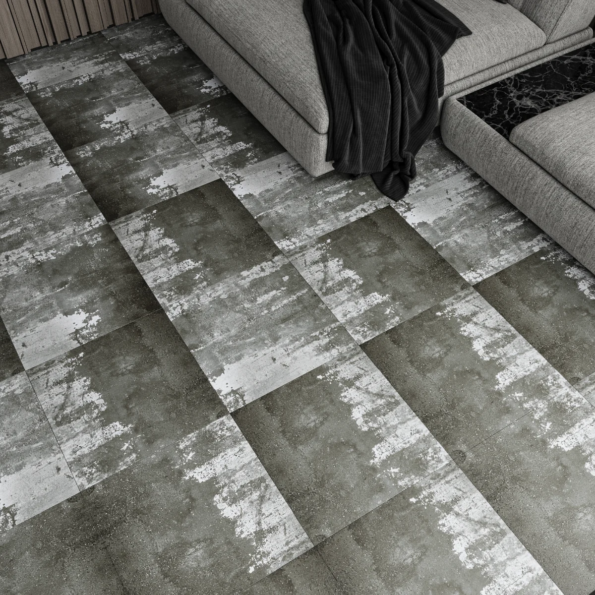 Gresie Exterior / Interior Portelanata Trans Nero 60 x 60 cm Mata Rectificata Aspect Ciment