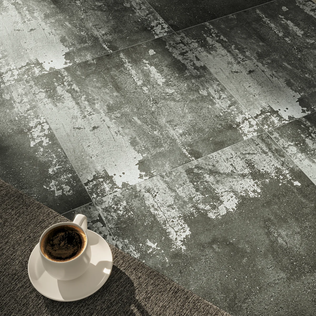 Gresie Exterior / Interior Portelanata Trans Nero 60 x 60 cm Mata Rectificata Aspect Ciment