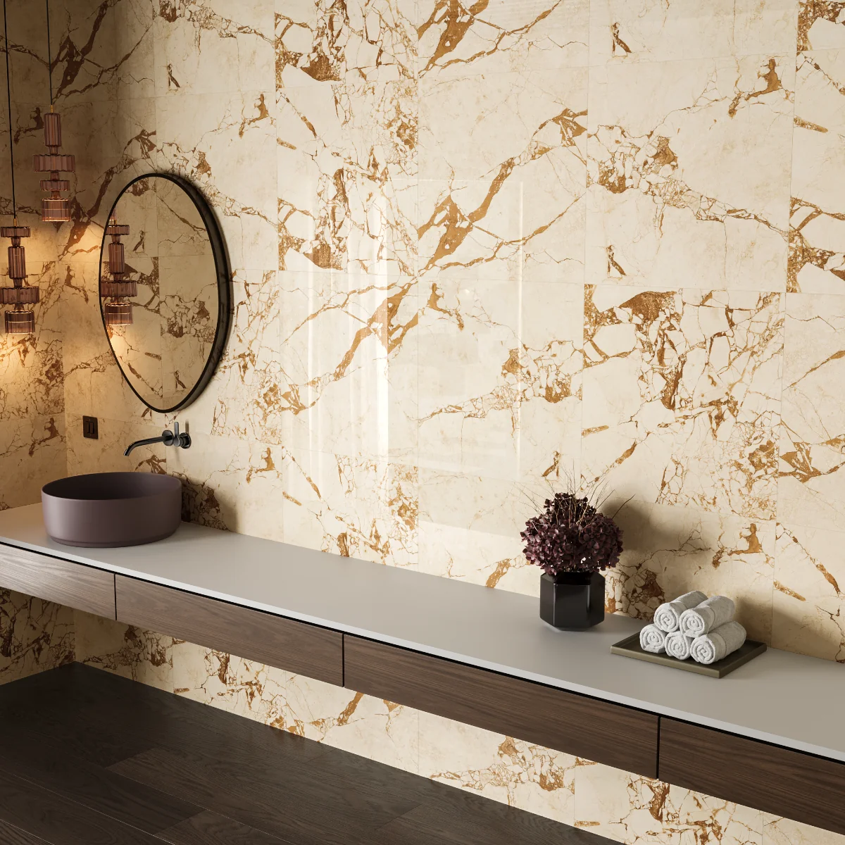 Gresie Exterior / Interior Porțelanată Sicilia 60 x 60 cm Lucioasă Rectificată Tip Marmură