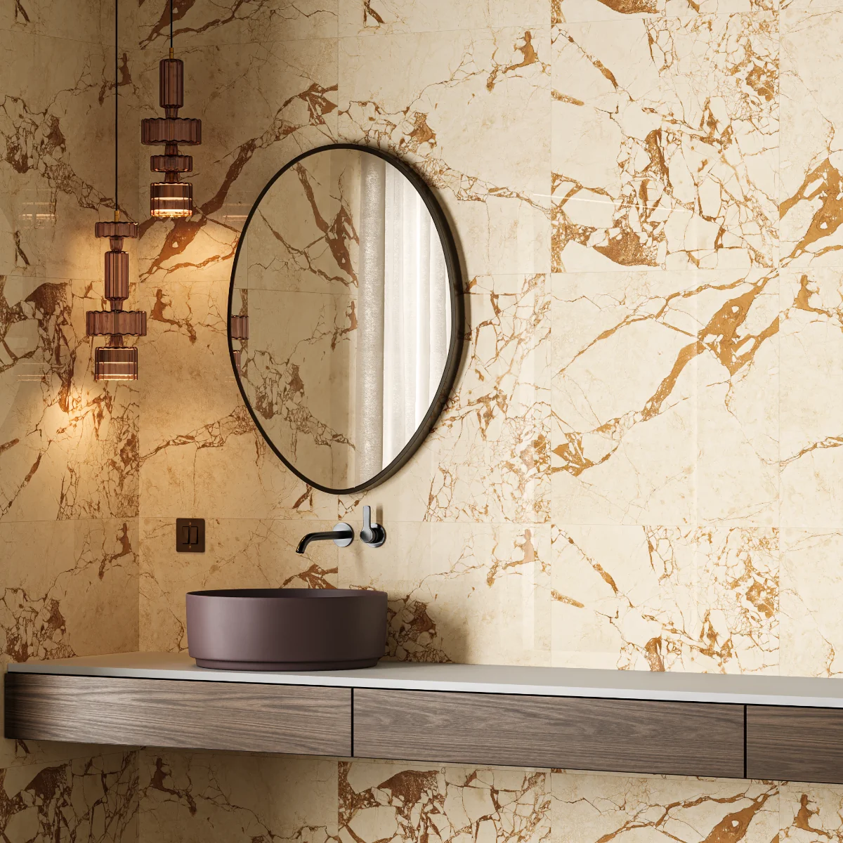 Gresie Exterior / Interior Porțelanată Sicilia 60 x 60 cm Lucioasă Rectificată Tip Marmură