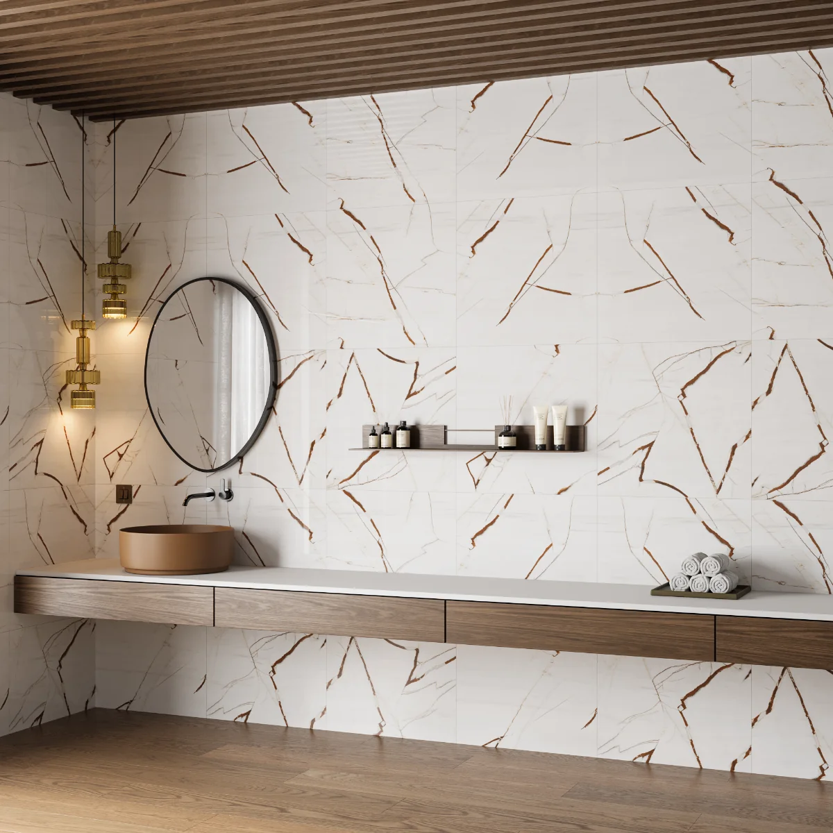 Gresie Exterior / Interior Porțelanată Spider Fanta 60 x 60 cm Lucioasă Rectificată Tip Marmură