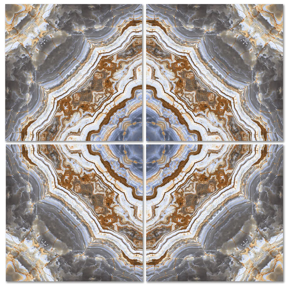 Gresie Exterior / Interior Porțelanată Vintage Blue Bookmatch 60 x 60 cm Lucioasă Rectificată